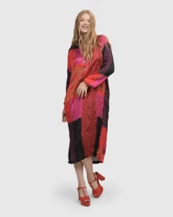 Sunset Strip Shirt Dress, Magenta