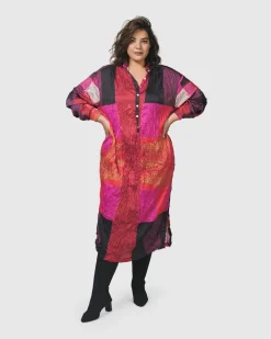 Sunset Strip Shirt Dress, Magenta