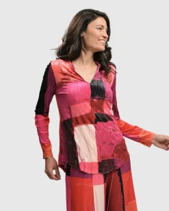 Sunset Strip V Neck Pullover, Magenta