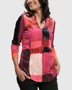 Sunset Strip V Neck Pullover, Magenta