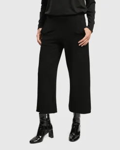 Superb Waffle Weave Ankle Pants, Black