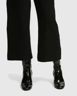 Superb Waffle Weave Ankle Pants, Black