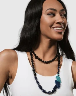 Tahiti Bird Bead Necklace, Blue