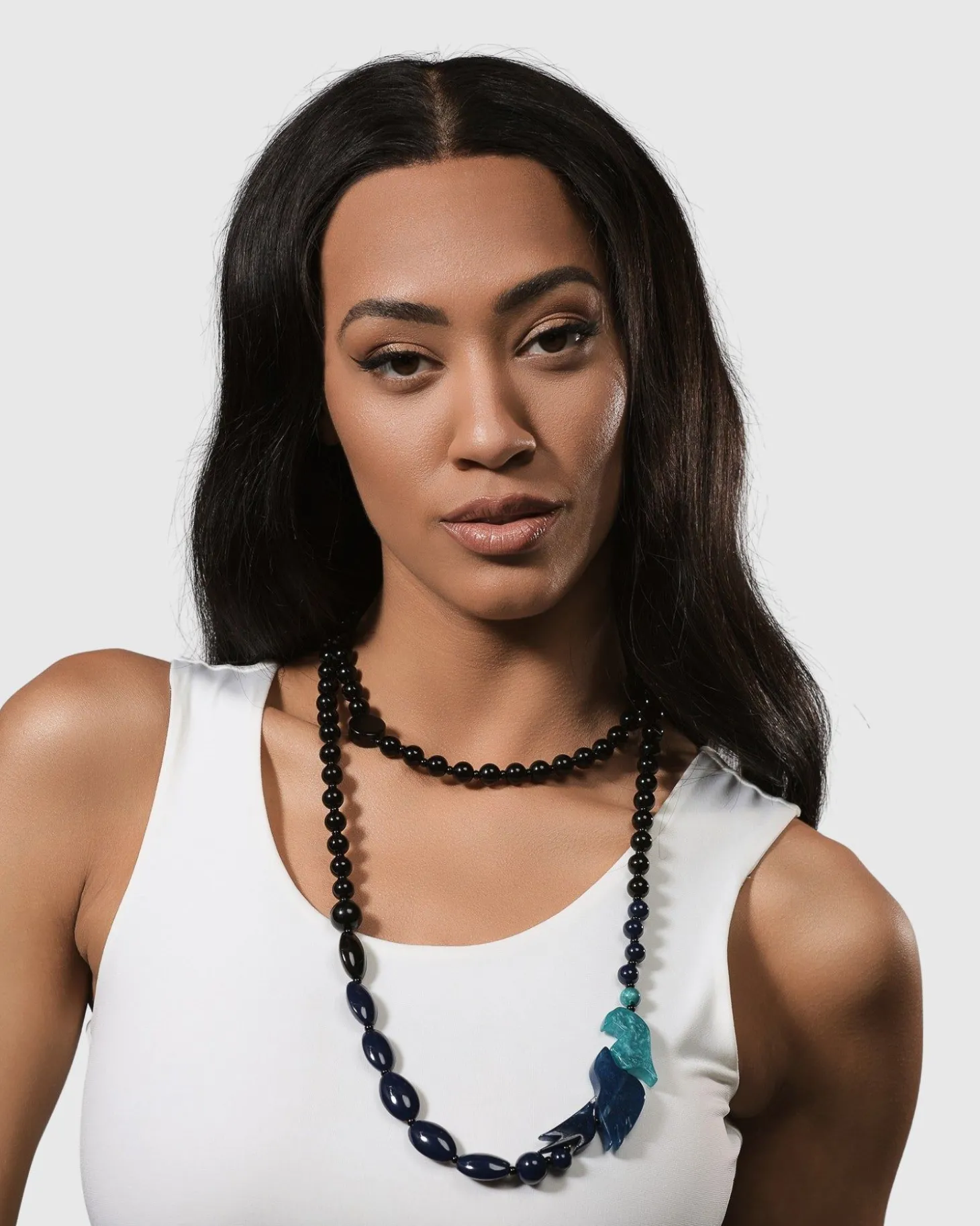 Tahiti Bird Bead Necklace, Blue