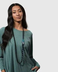Tahiti Bird Bead Necklace, Blue