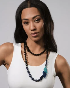 Tahiti Bird Bead Necklace, Blue