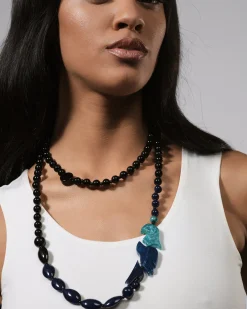 Tahiti Bird Bead Necklace, Blue