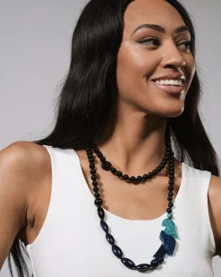 Tahiti Bird Bead Necklace, Blue