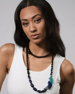 Tahiti Bird Bead Necklace, Blue