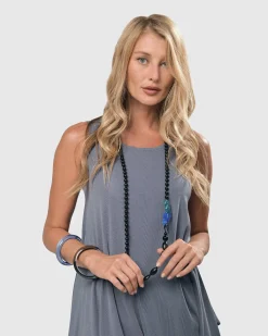 Tahiti Bird Bead Necklace, Blue
