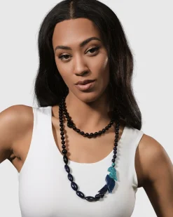 Tahiti Bird Bead Necklace, Blue