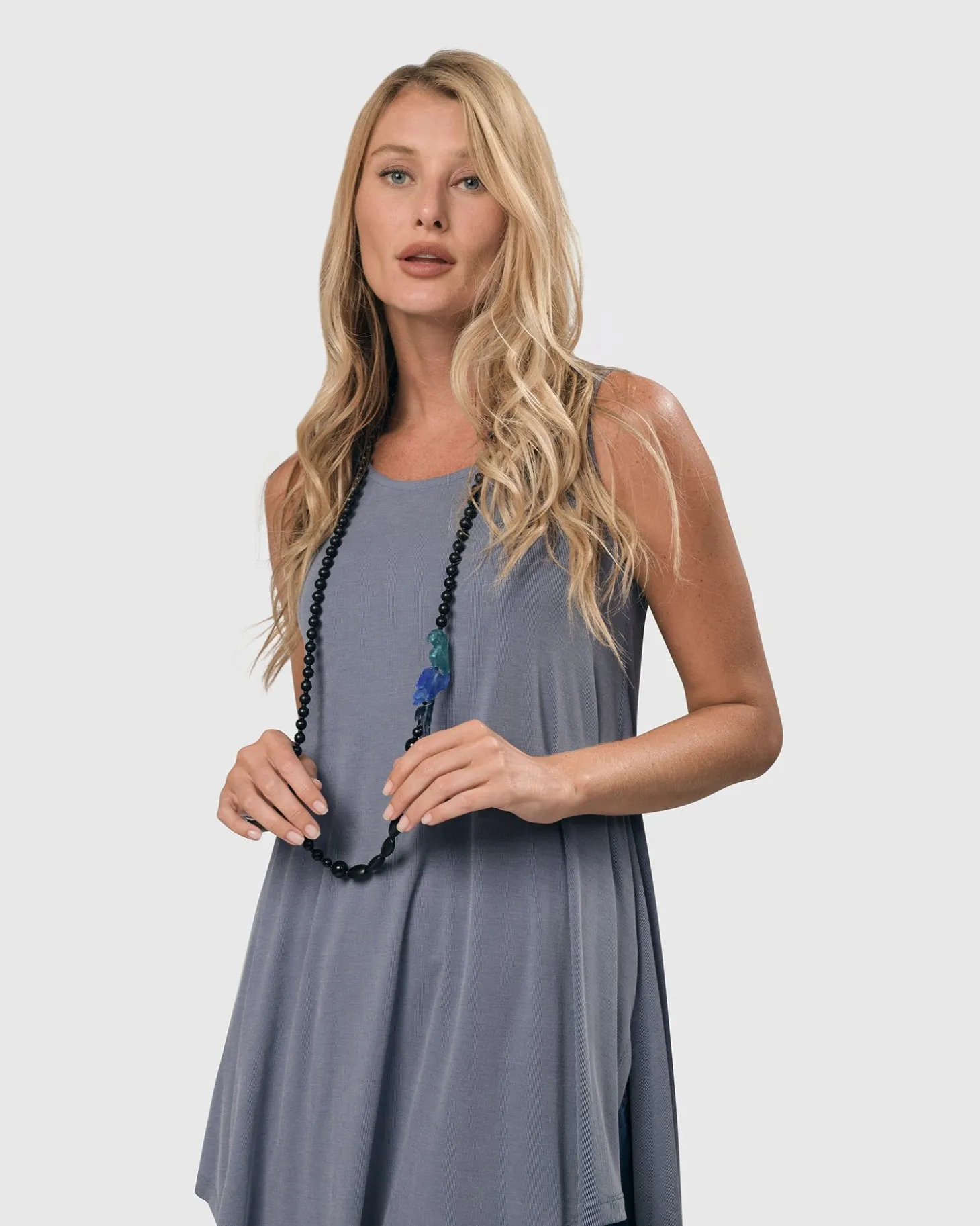 Tahiti Bird Bead Necklace, Blue