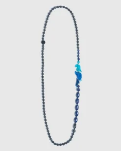 Tahiti Bird Bead Necklace, Blue