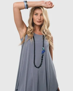 Tahiti Bird Bead Necklace, Blue