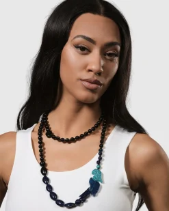 Tahiti Bird Bead Necklace, Blue