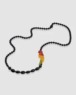 Tahiti Bird Bead Necklace, Multi/Black