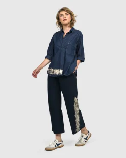 Tallahassee Popover Blouse, Denim