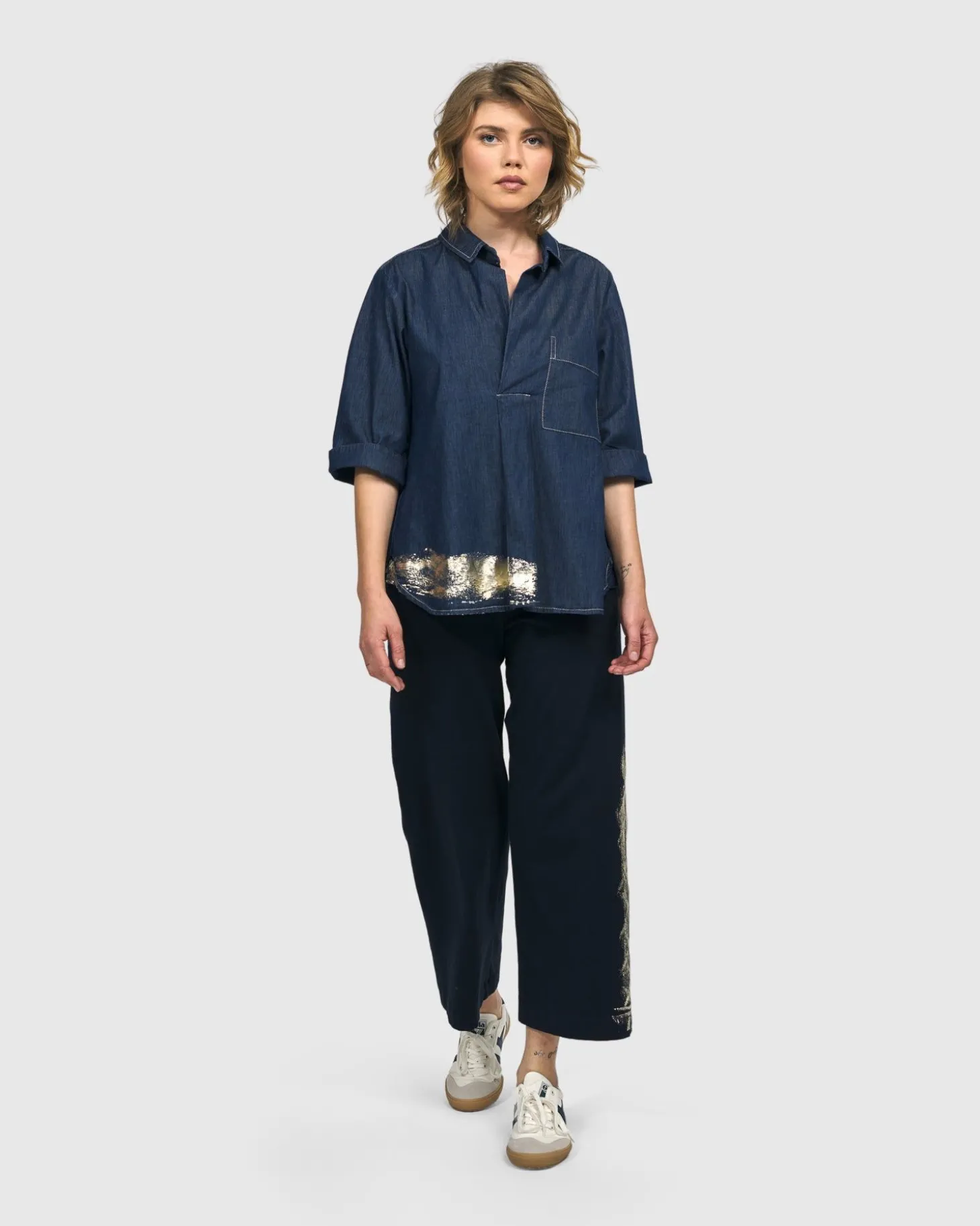 Tallahassee Popover Blouse, Denim
