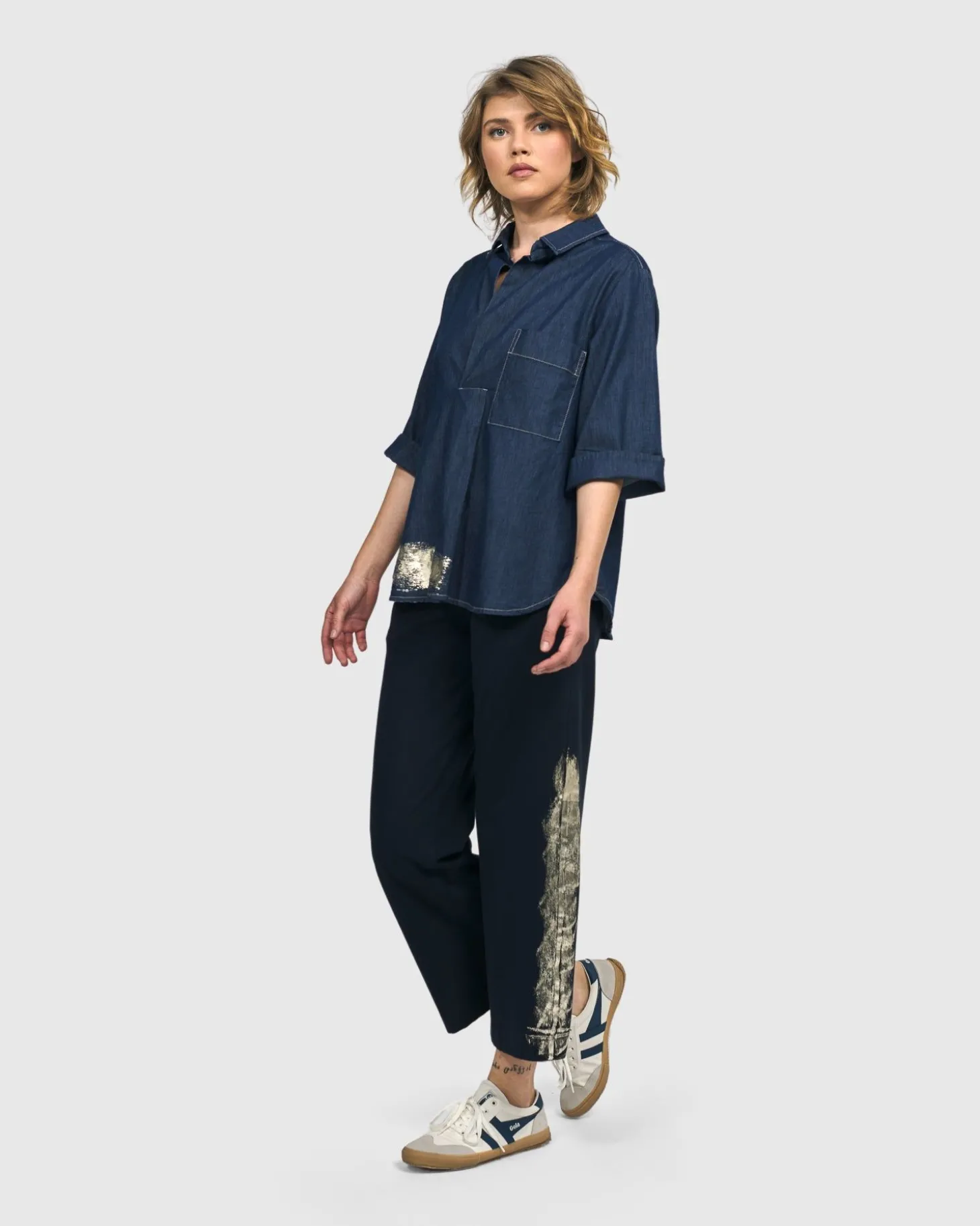 Tallahassee Popover Blouse, Denim