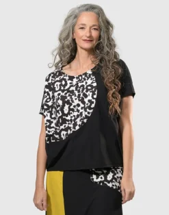 Tekbika Bliss Boxy Top, Yellow/Print