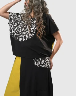 Tekbika Bliss Boxy Top, Yellow/Print