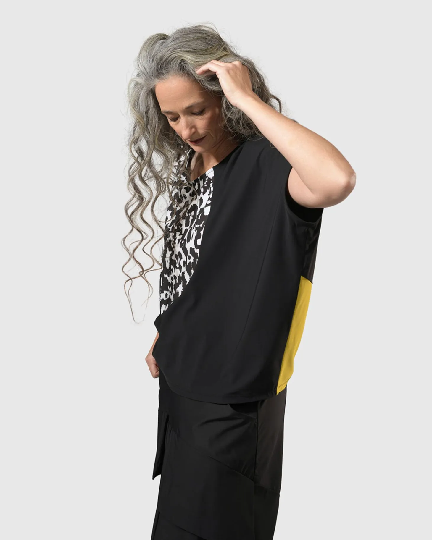 Tekbika Bliss Boxy Top, Yellow/Print