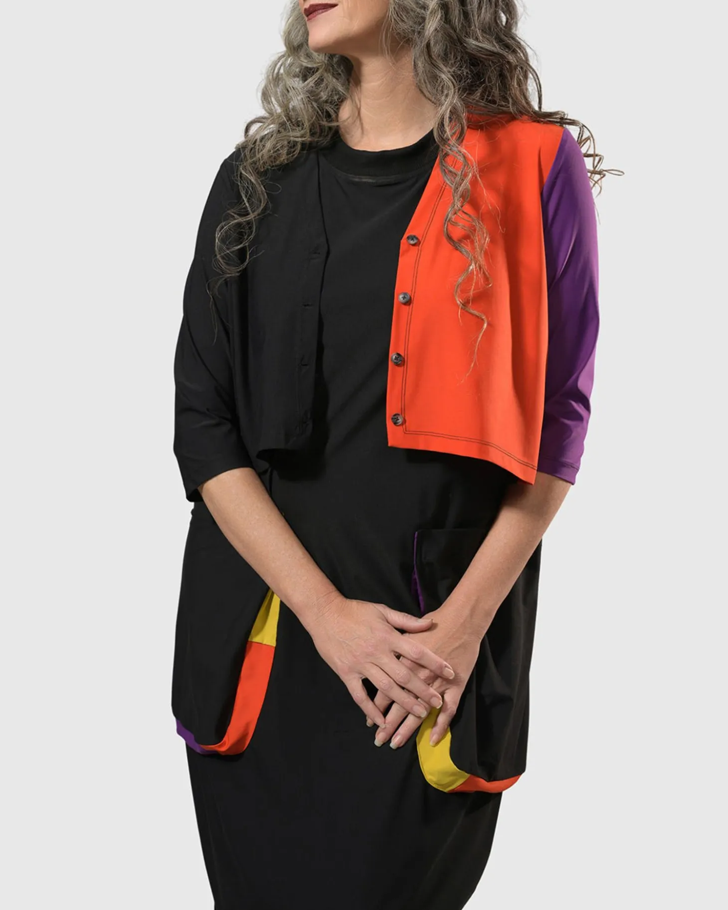 Tekbika Colorblock Crop Cardigan Jacket, Multi