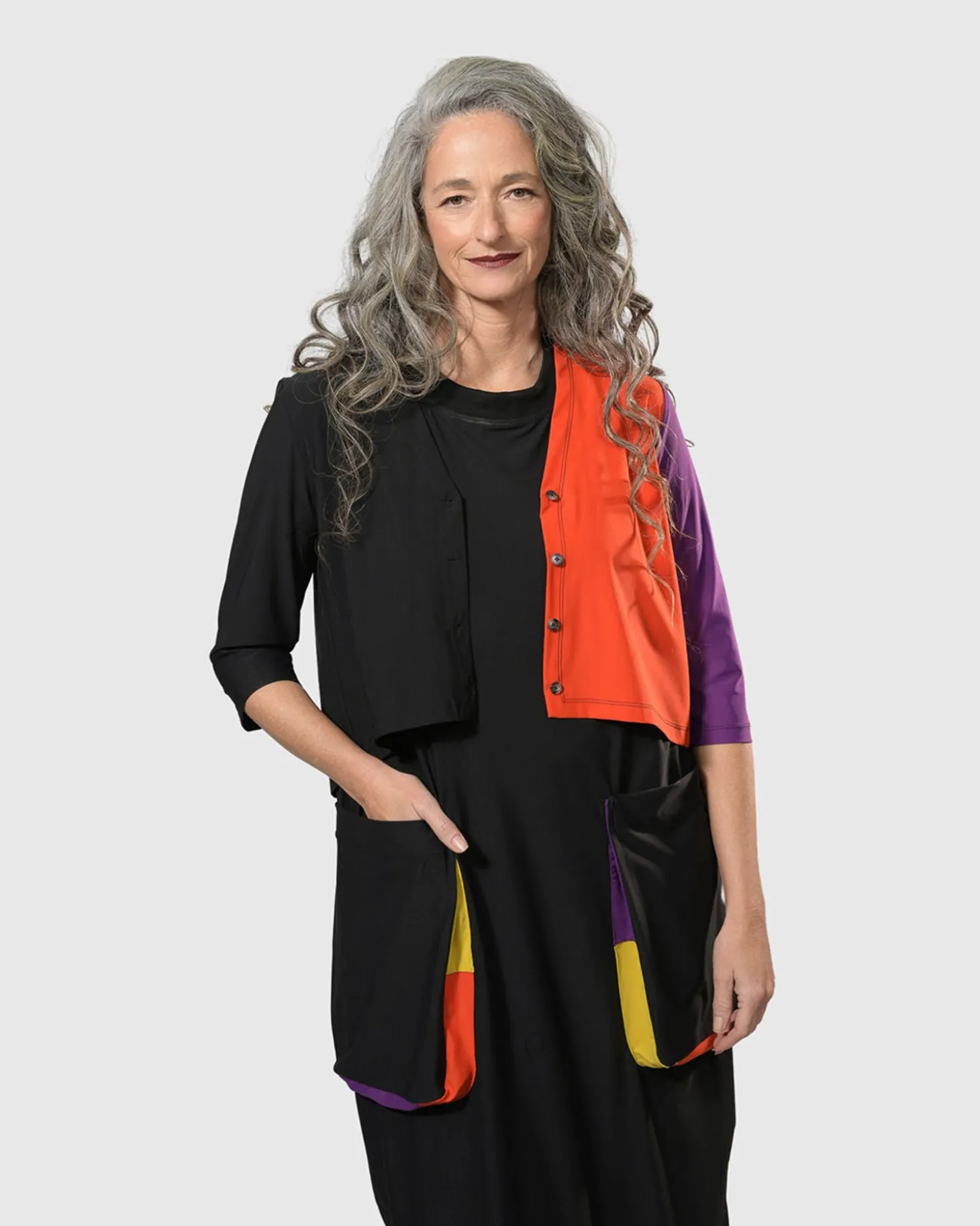 Tekbika Colorblock Crop Cardigan Jacket, Multi
