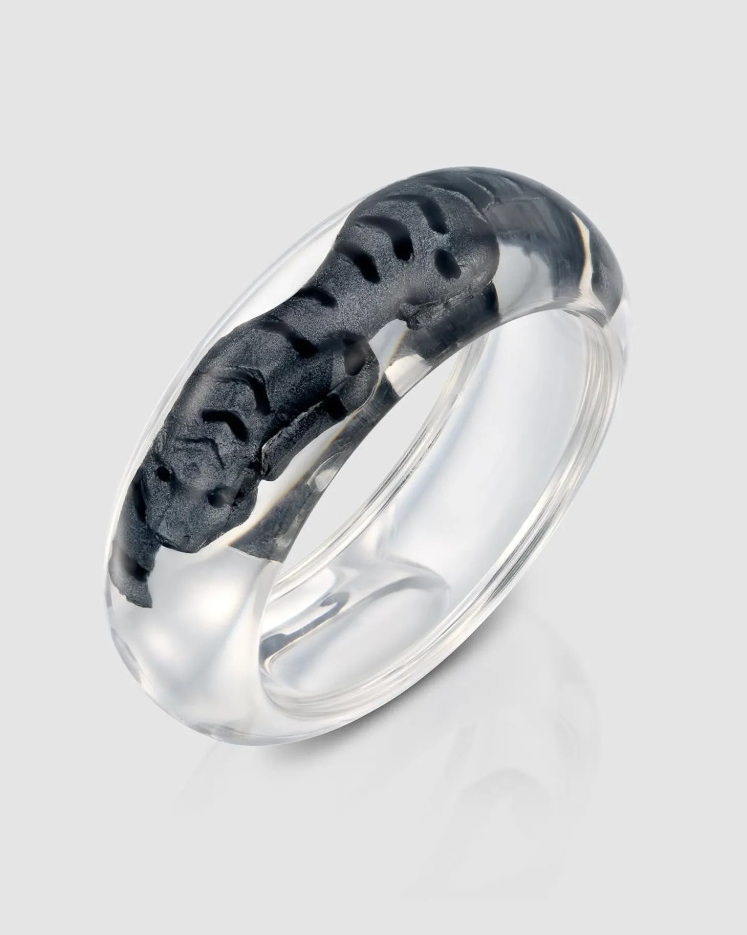 Tiger Inlay Bangle Bracelet, Silver