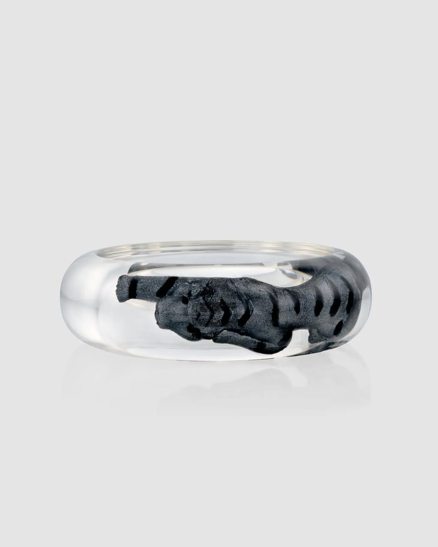 Tiger Inlay Bangle Bracelet, Silver