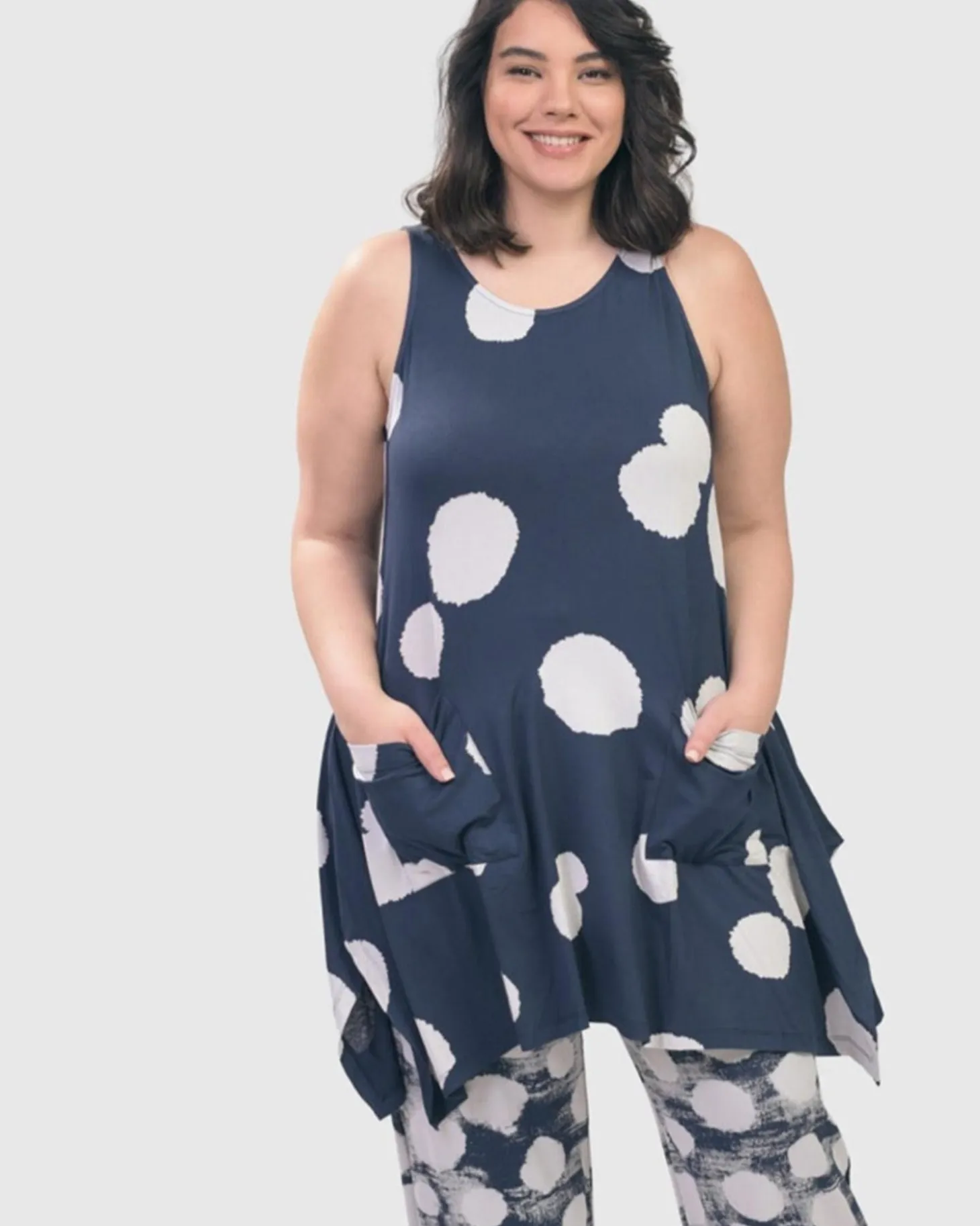 Trapeze Tank Tunic, Navy