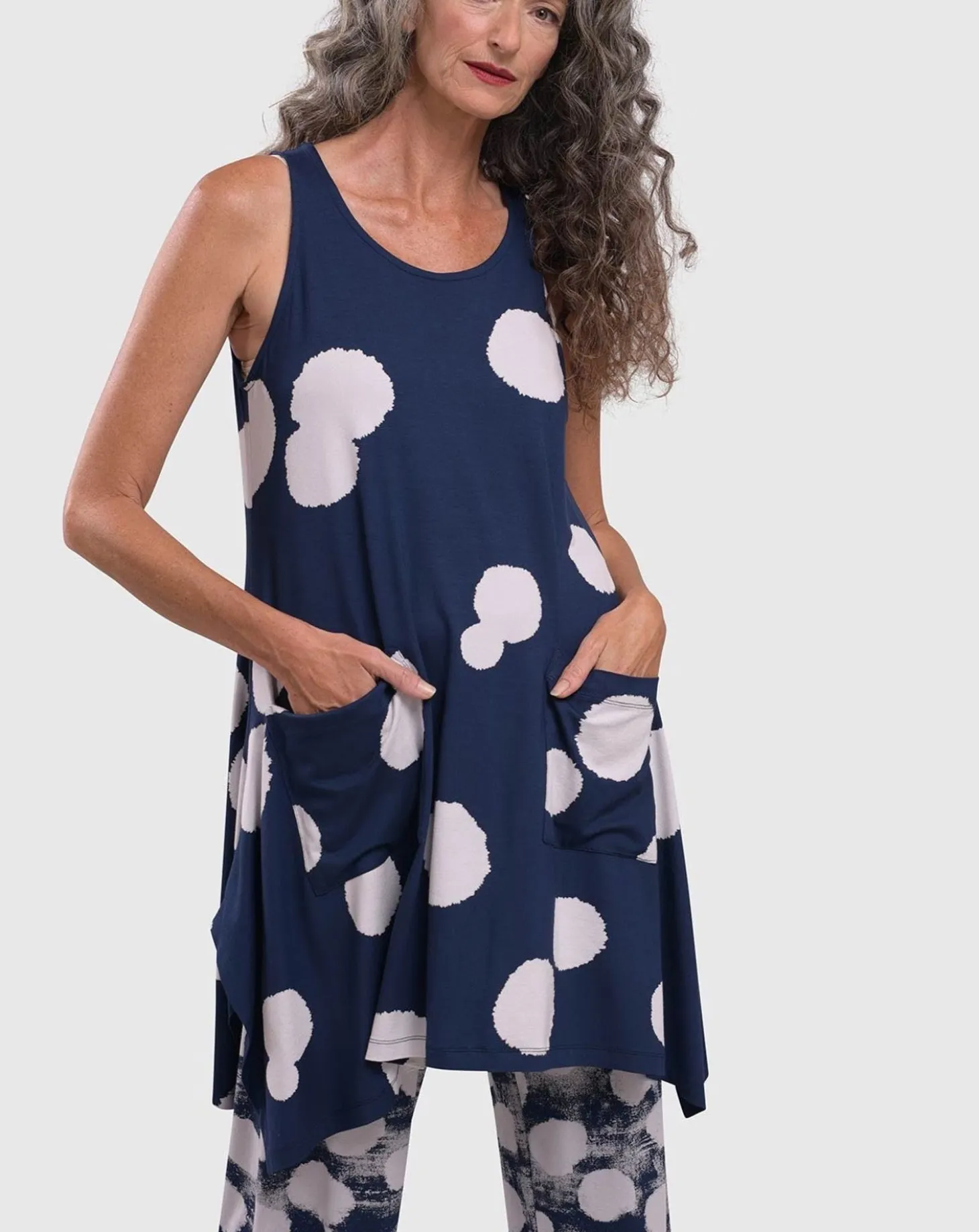 Trapeze Tank Tunic, Navy
