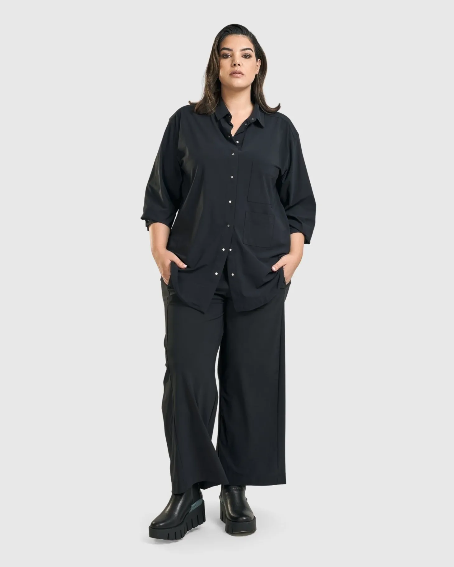 Trinity Button Down Shirt, Black