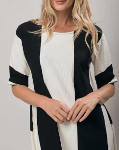 Urban Anna Stripe A-Line Dress, White/Black