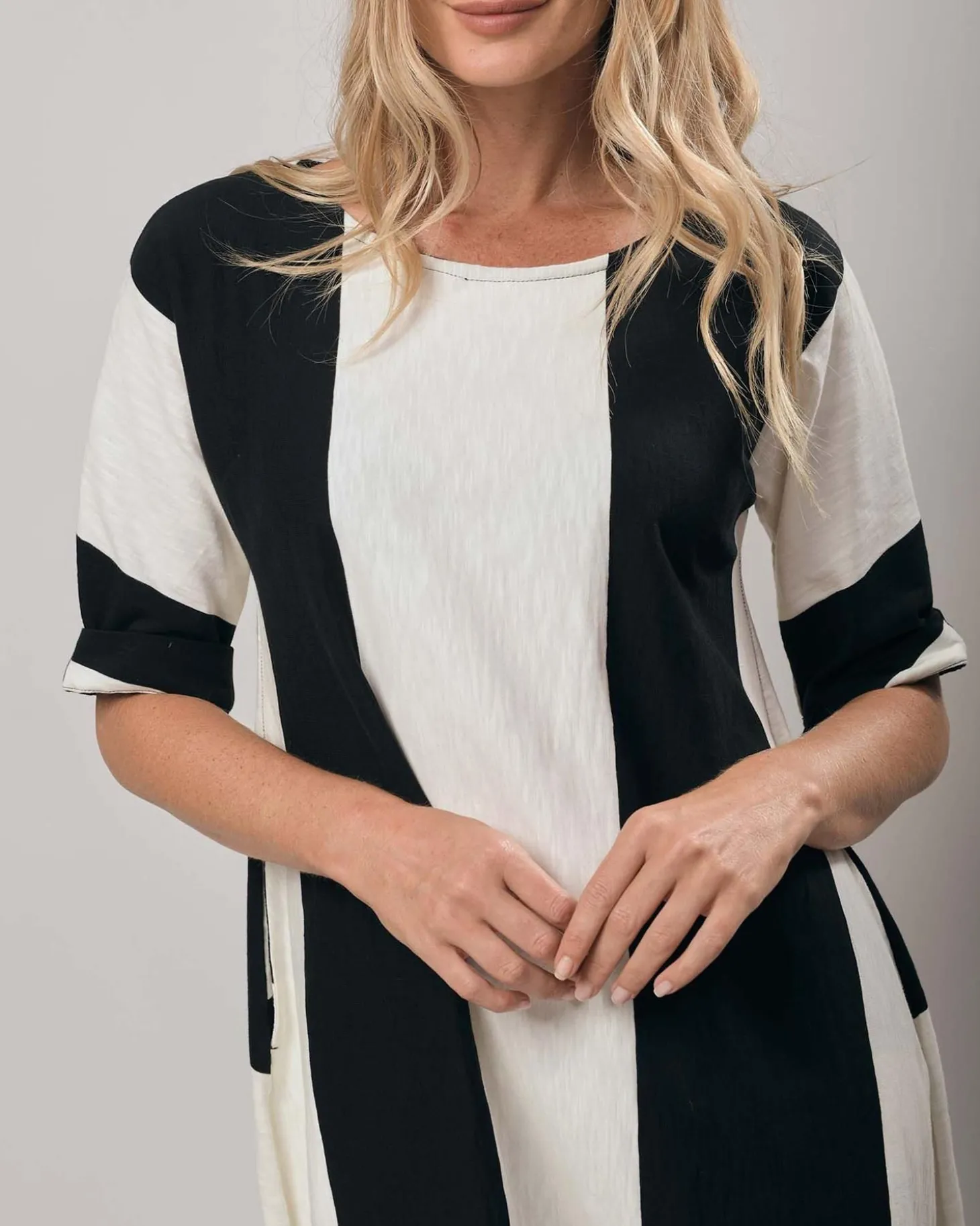 Urban Anna Stripe A-Line Dress, White/Black