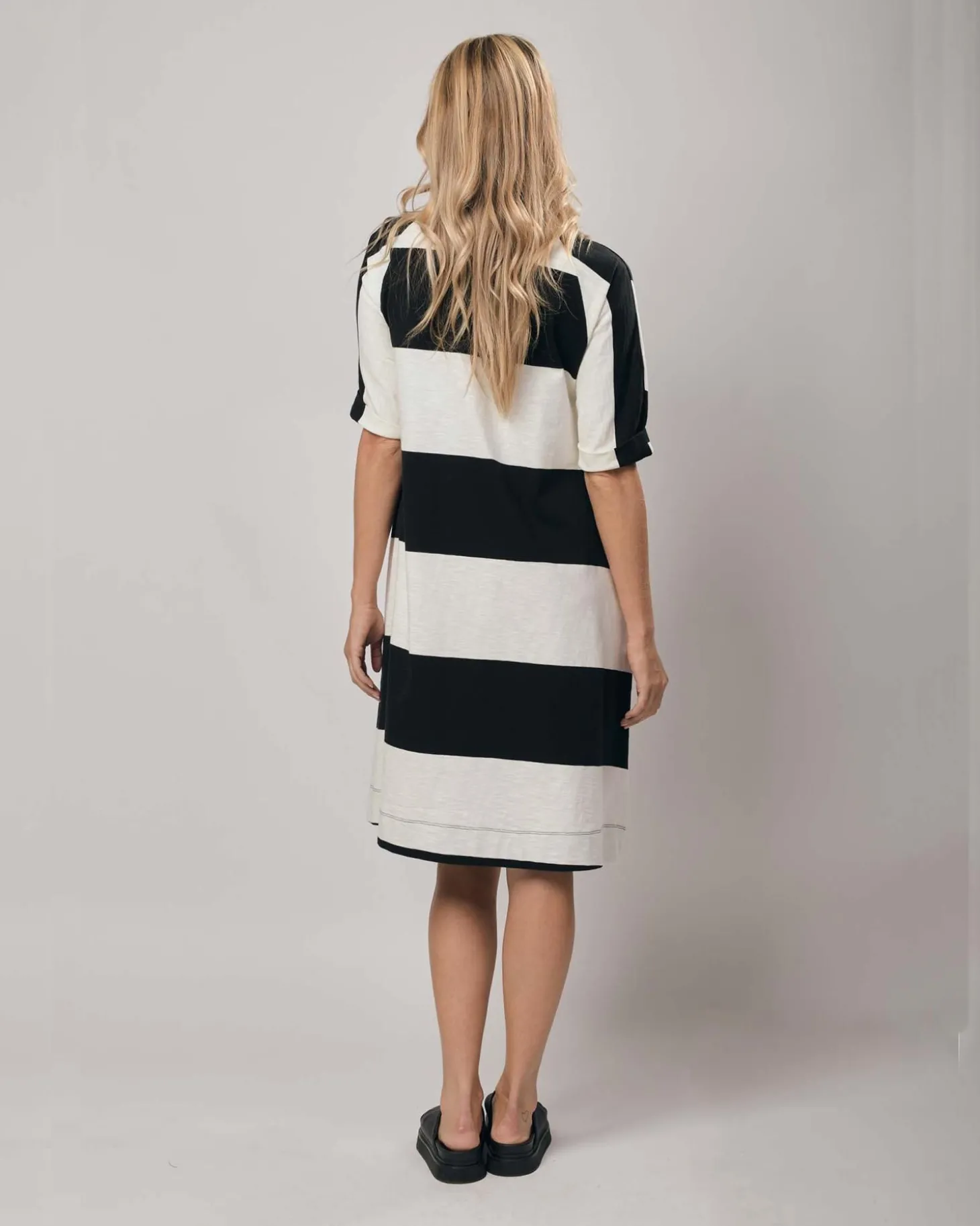 Urban Anna Stripe A-Line Dress, White/Black