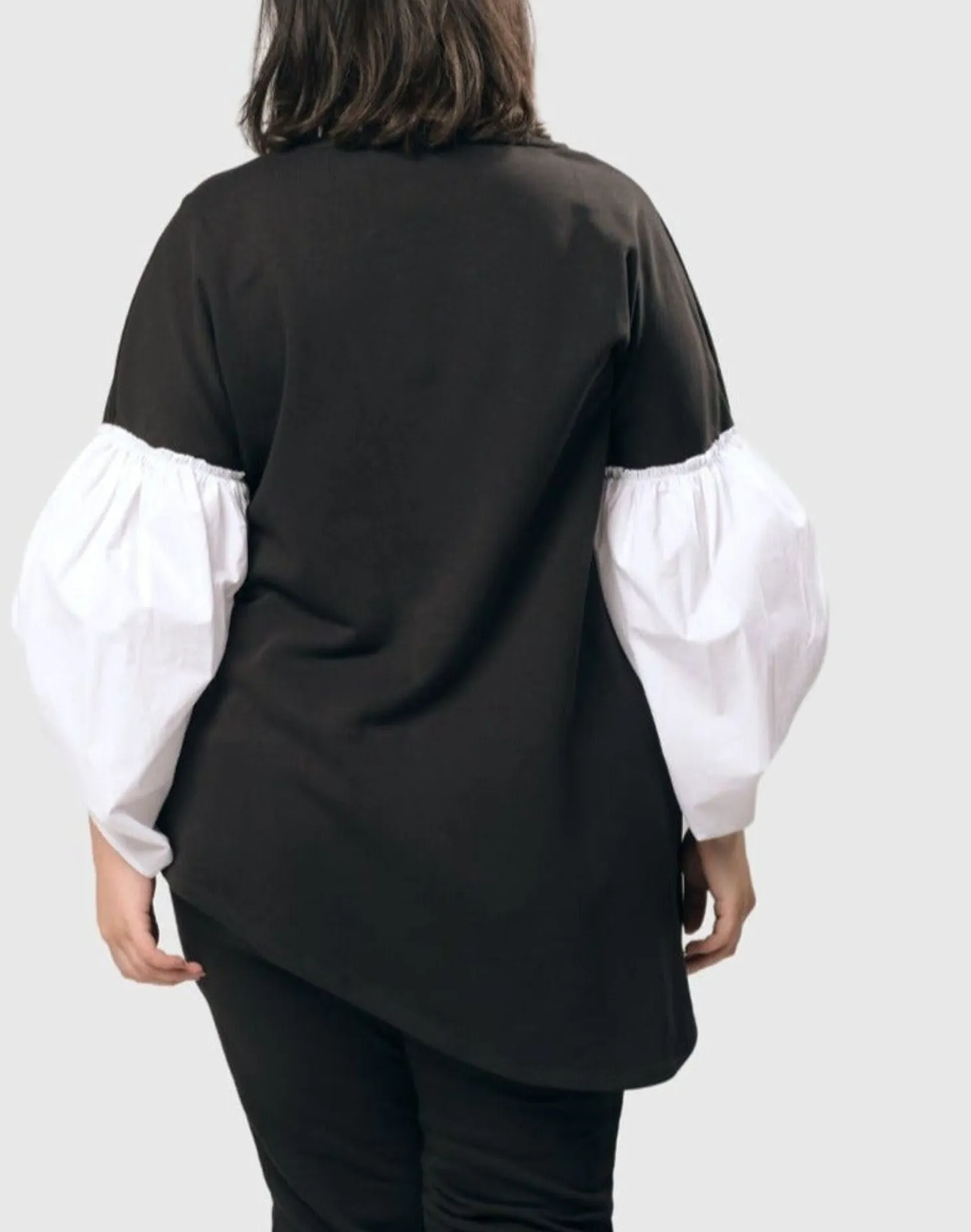 Urban Cinch Tunic Top, White/Black