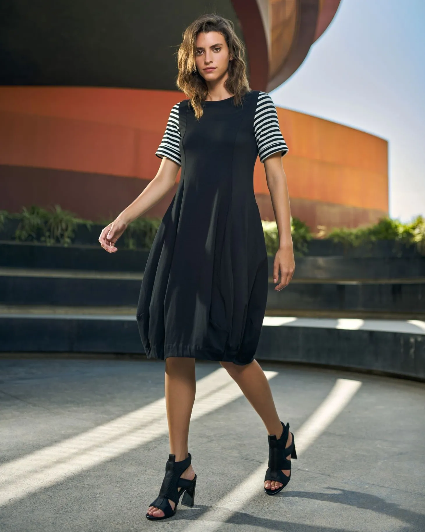 Urban Daytime Cocoon Dress, Stripes