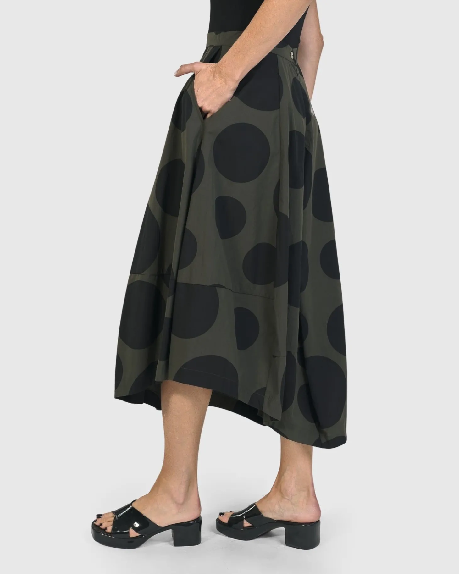 Urban Dots Lotus Balloon Skirt, Khaki
