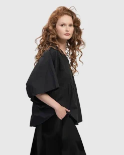 Urban It-Girl Butterfly Blouse, Black