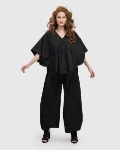 Urban It-Girl Butterfly Blouse, Black
