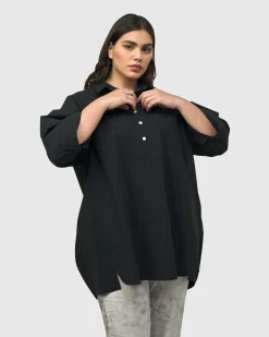 Urban Oversized Trapeze Shirt, Black