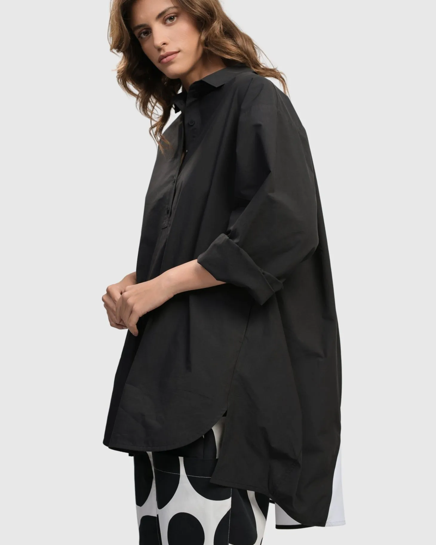 Urban Oversized Trapeze Shirt, Black