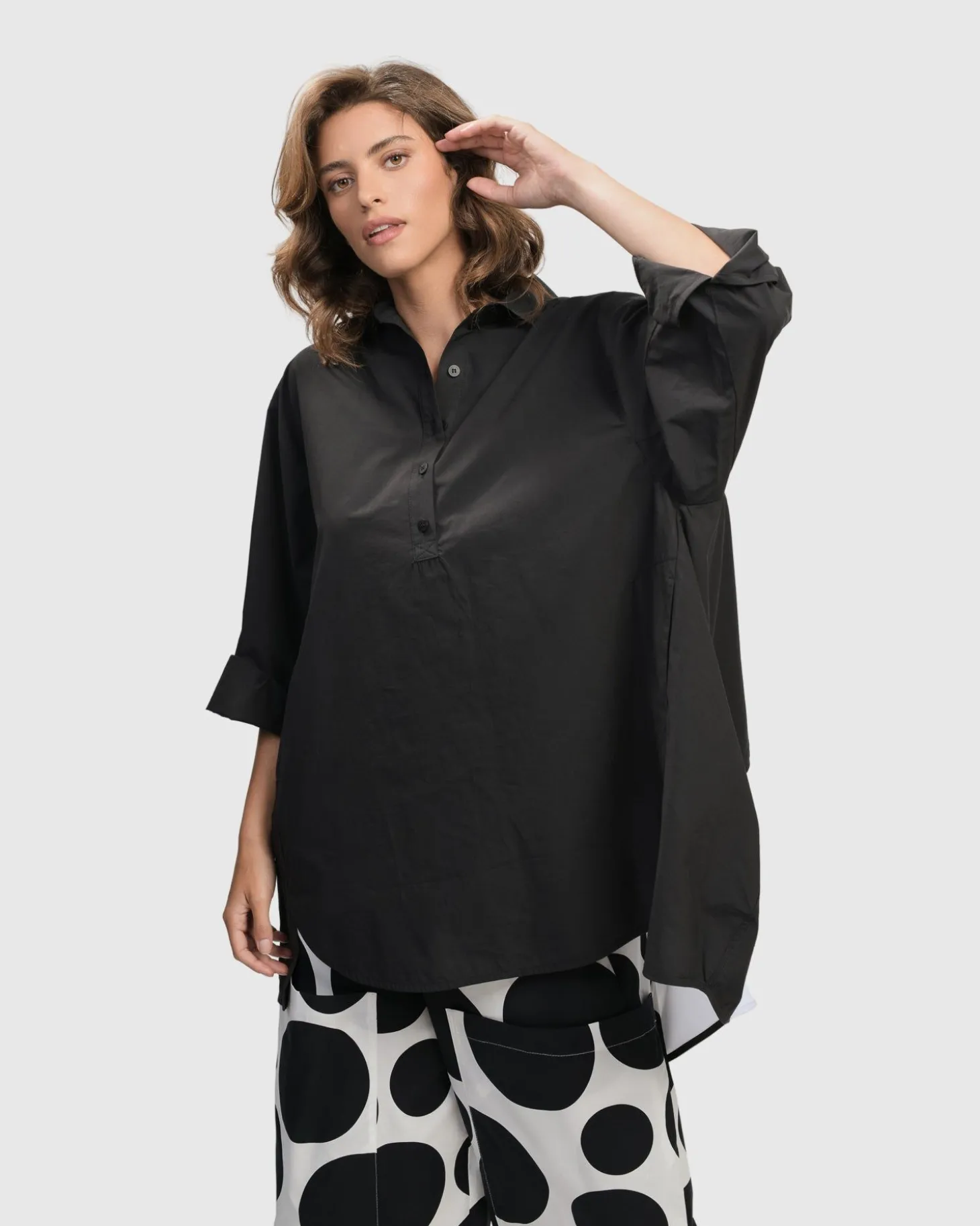 Urban Oversized Trapeze Shirt, Black