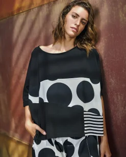 Urban Rockefeller Dots Boxy Tee, Mono