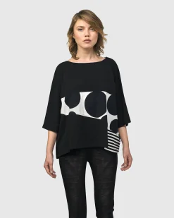 Urban Rockefeller Dots Boxy Tee, Mono