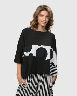 Urban Rockefeller Dots Boxy Tee, Mono