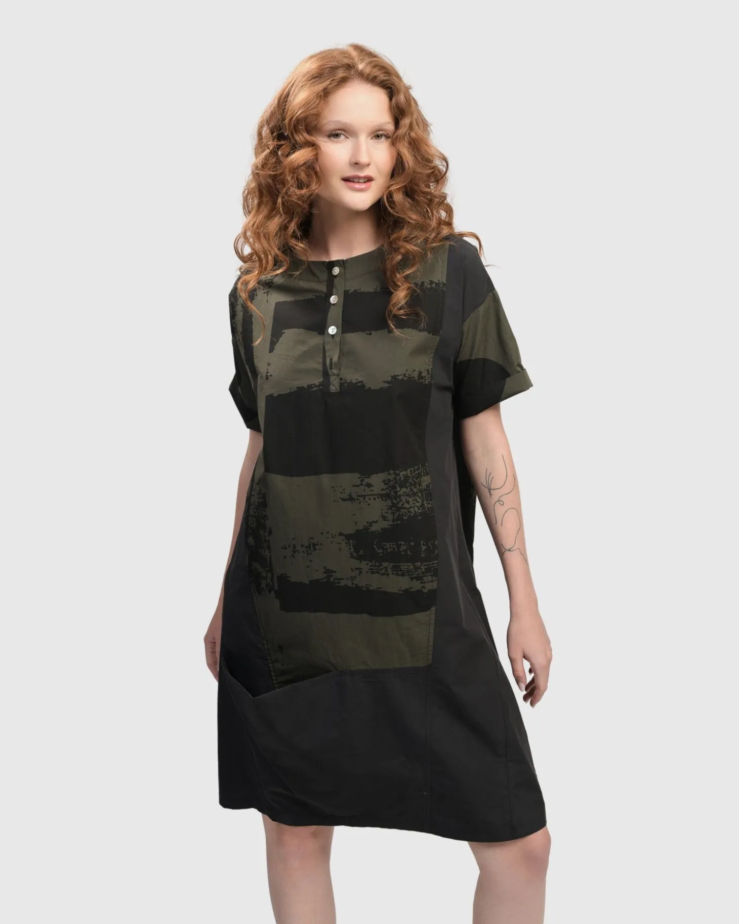 Urban Sapporo Shift Dress, Khaki