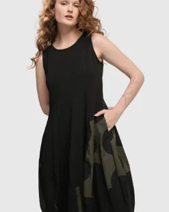 Urban Sleeveless Cocoon Dress, Khaki