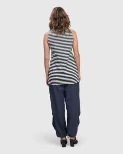 Urban Sleeveless Mockneck Top, Navy